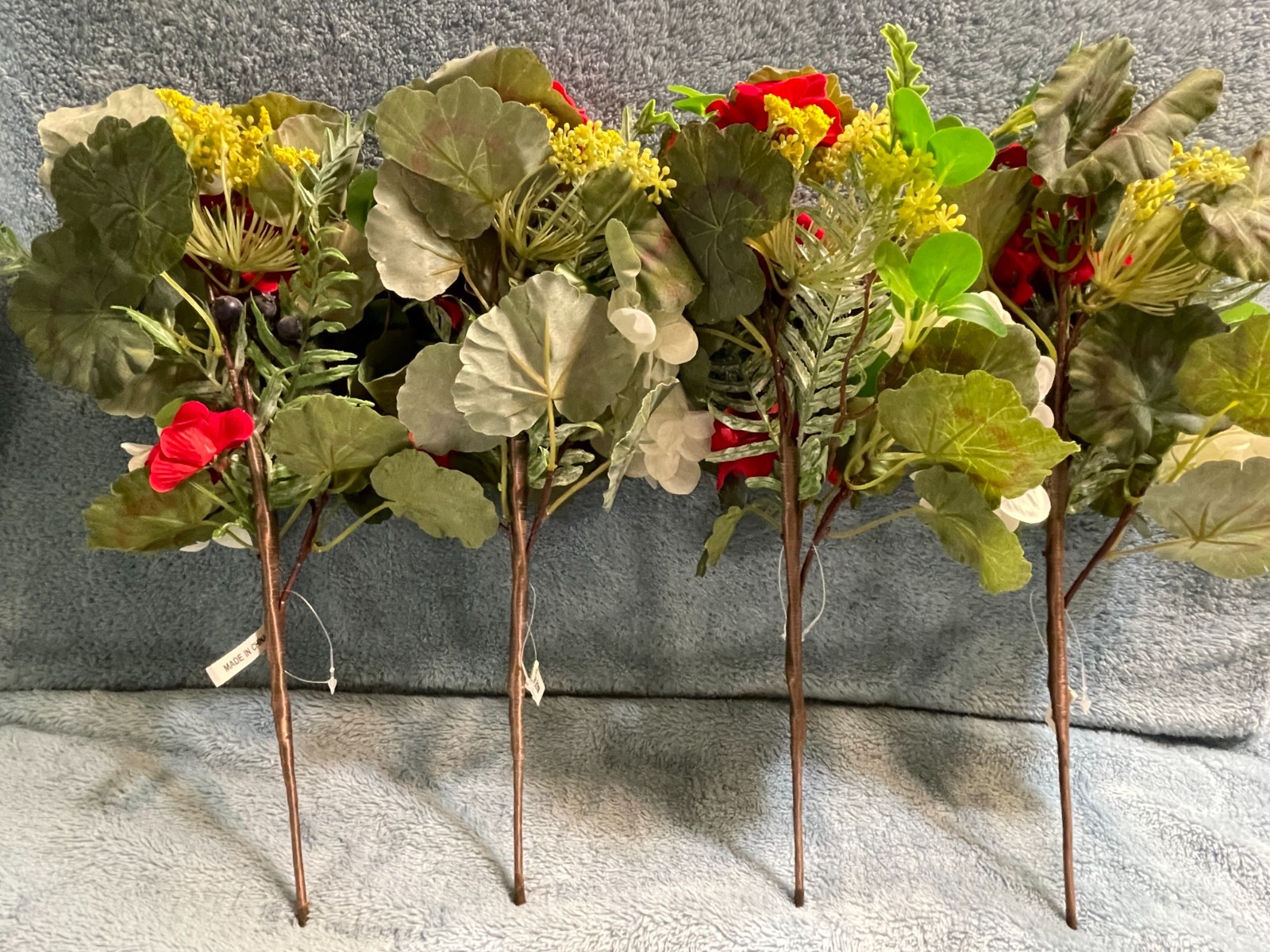 Set of 4 Geranium, Hydrangea and Berry Picks by Valerie Parr Hill NEW WITH TAGS