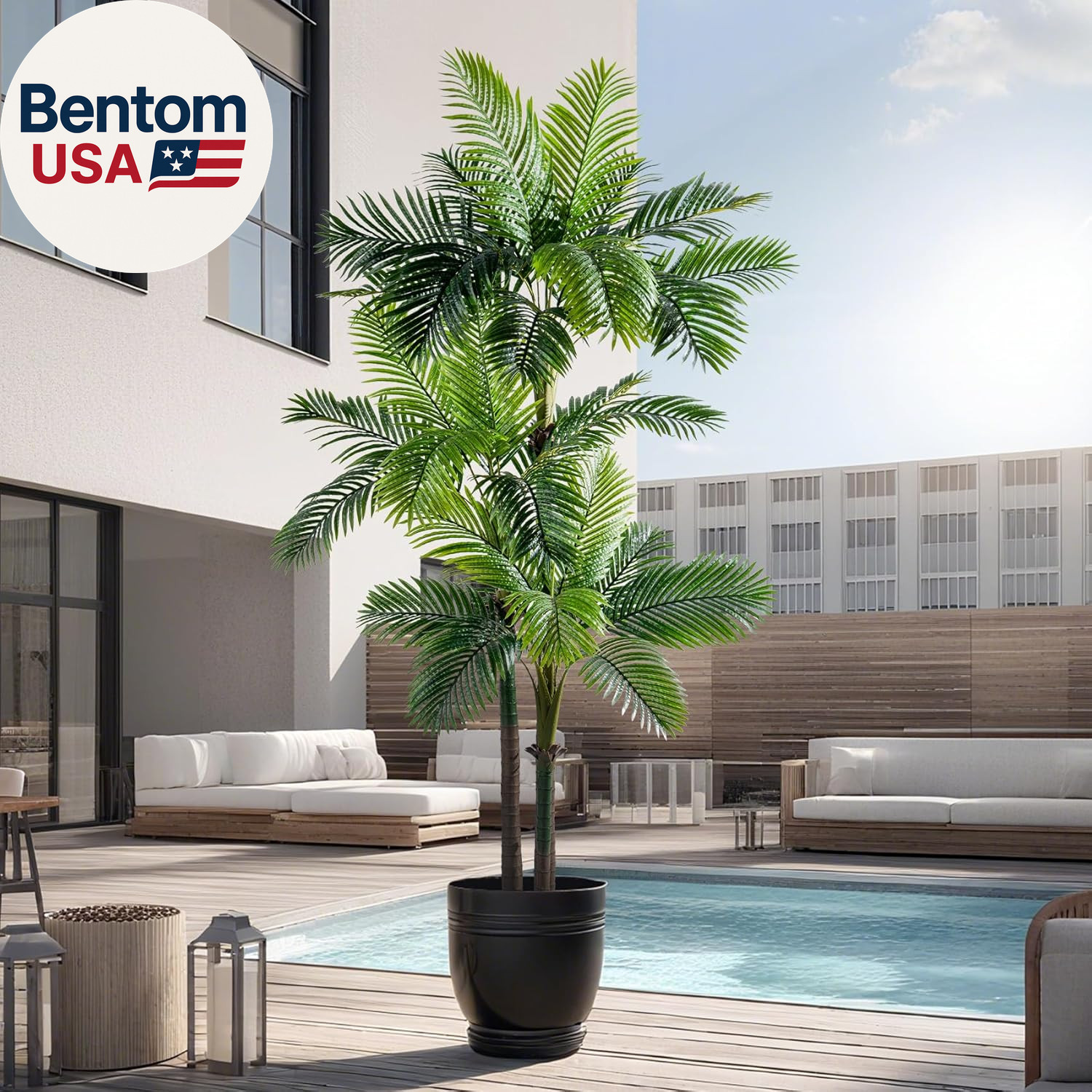 9.1FT Artificial Phoenix Palm Tree Artificial Plants Indoor Outdoor Large Faux C