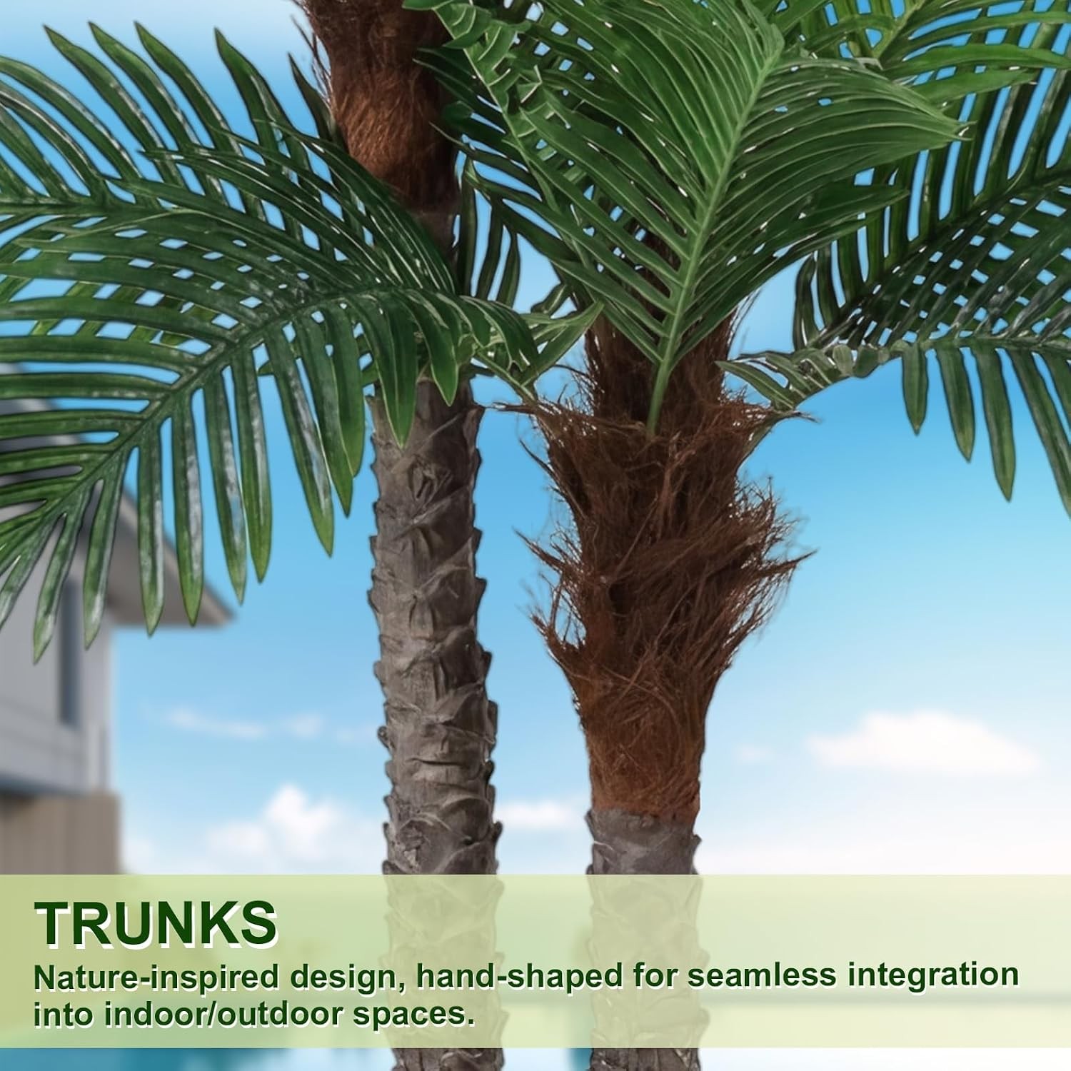 8FT Faux Palm Tree Artificial Golden Cane Palm Tree Outdoor Indoor Fake Tree