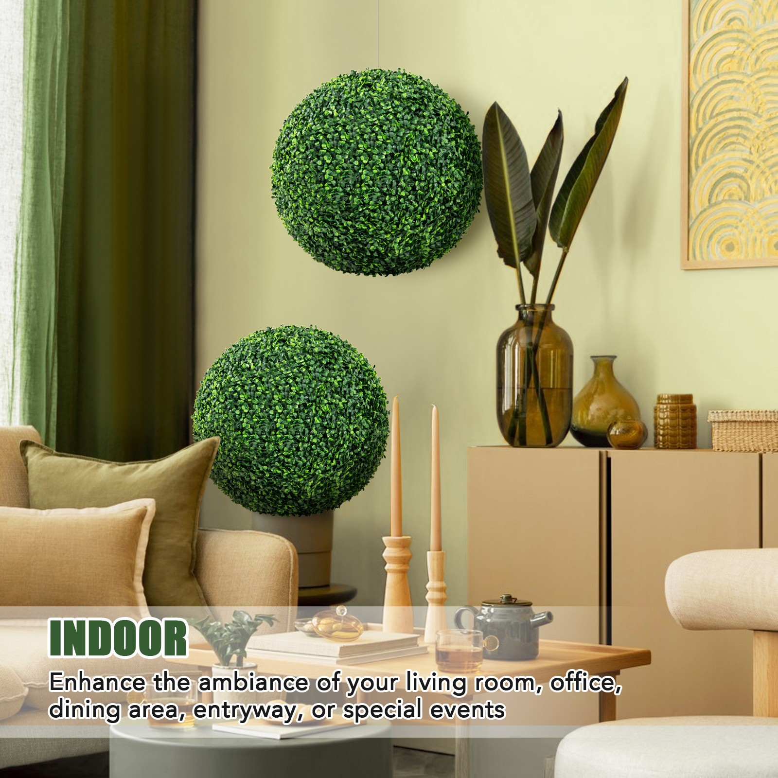 2 Pcs 20 In Artificial Plant Boxwood Topiary Ball Patio Garden Backyard Decor