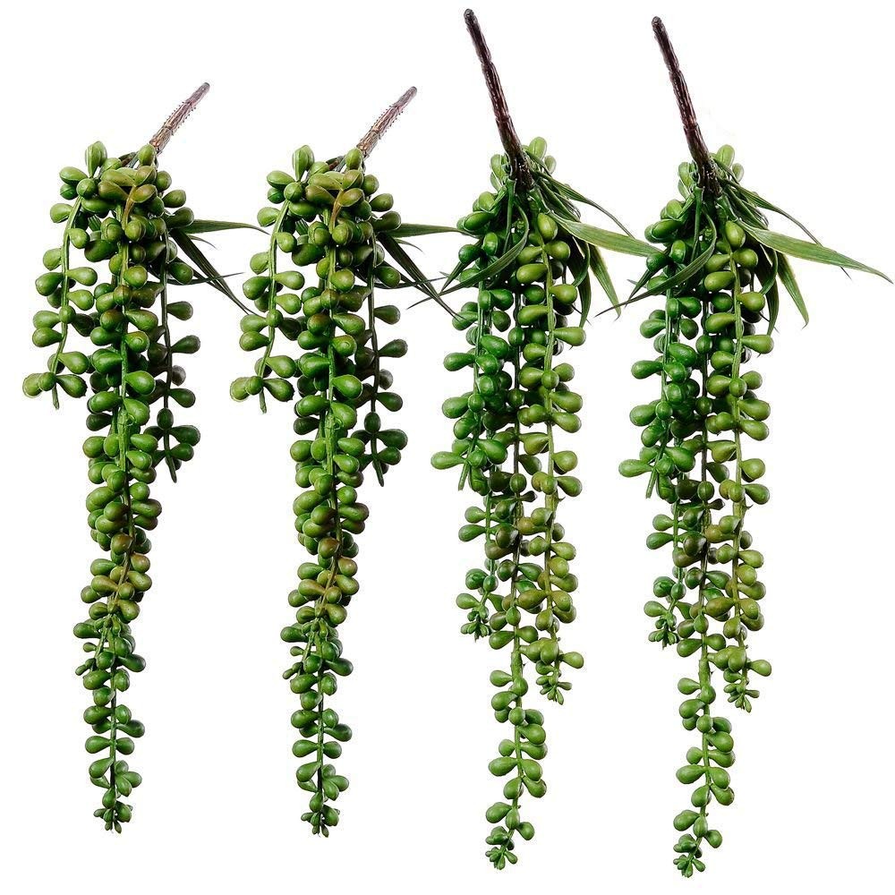 Artificial Hanging Succulents Faux Burro’s Tail Trailing String of Pearls Picks