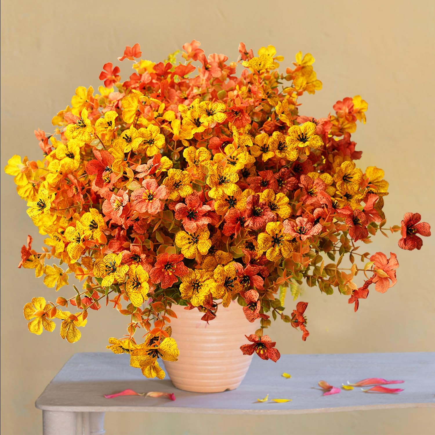UV Resistant Artificial Flowers – 16 Bundle Realistic Faux Plants for Home Decor