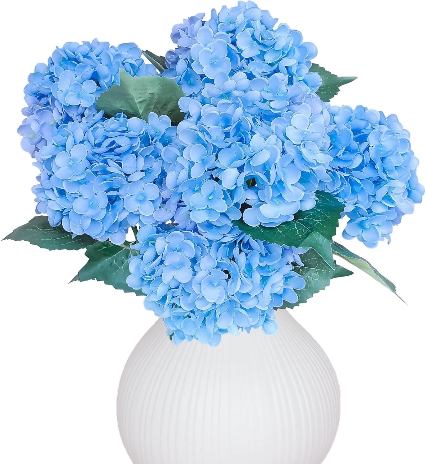 6PCS Premium Blue Silk Hydrangea Artificial Flowers Bouquets – Realistic Fake…