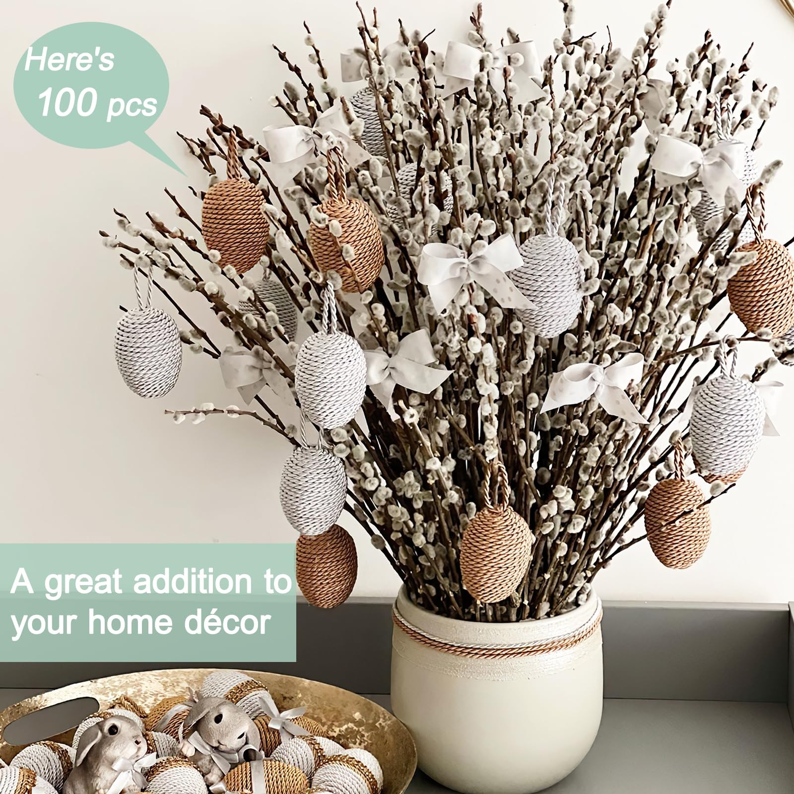 45 Stems Real Dried Pussy Willow Branches for Vase Natural PussyWillows