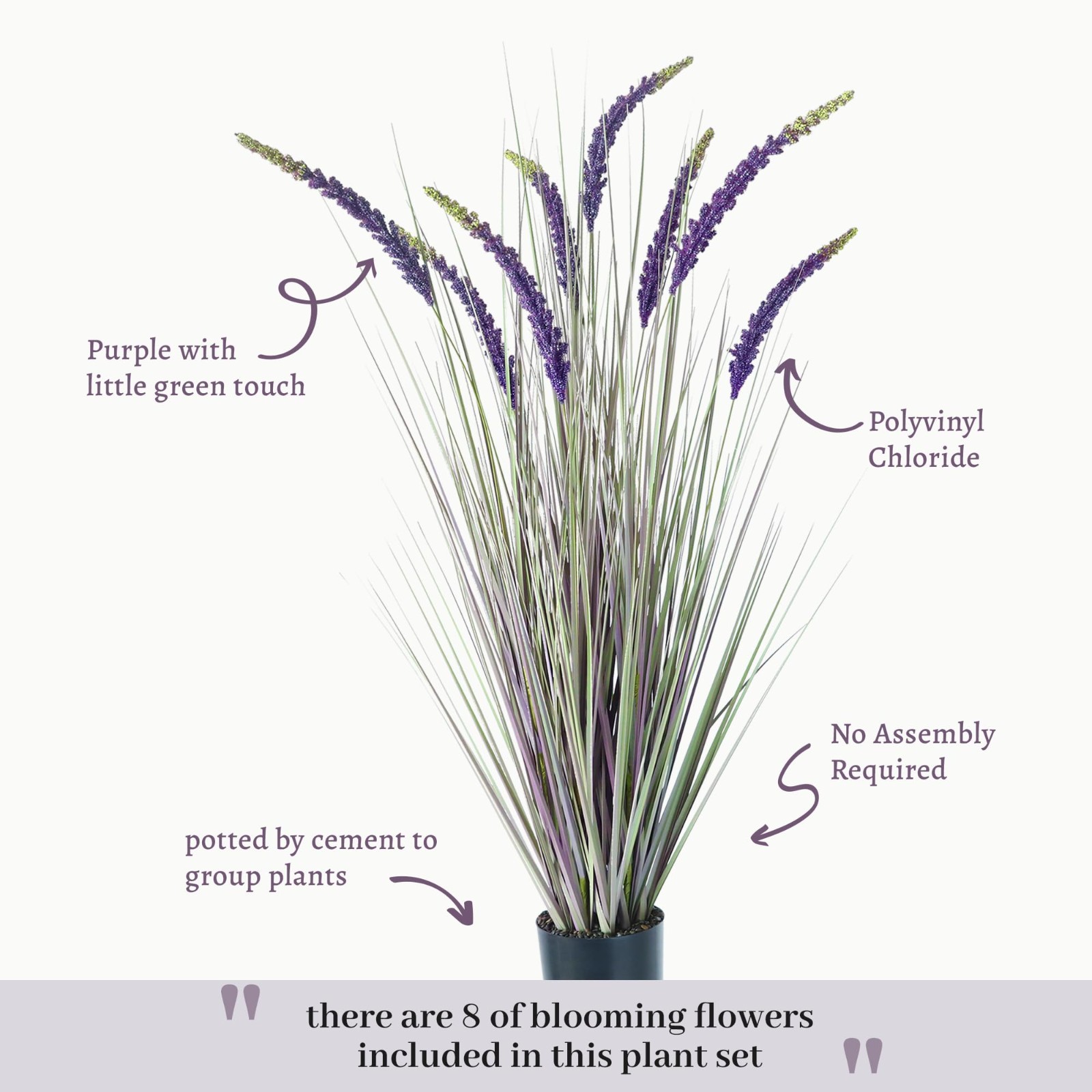 4ft 2-Pack Faux Veronica Speedwell Grass – UV Resistant Purple Plant, Realistic