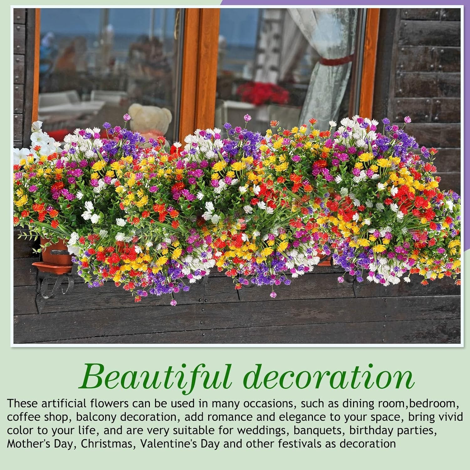 Vibrant 12 Bundles Faux Plants – Lifelike UV Resistant Floral Decor for Indoors