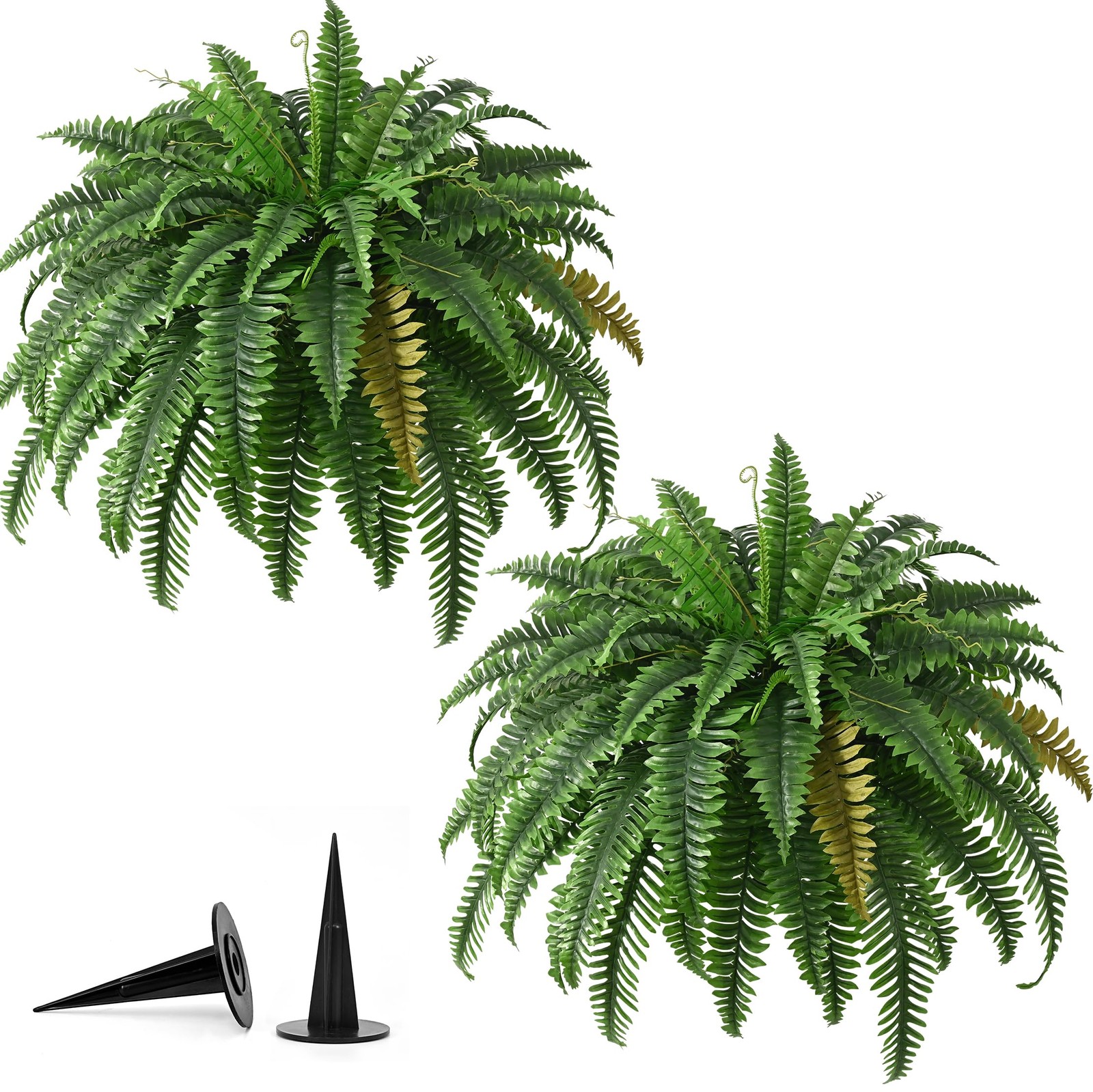 2PCS 45in UV Resistant Faux Boston Ferns – Realistic Outdoor Hanging Decor