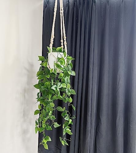 Fake Hanging Plants Artificial Plants for Home Decor Macrame Fake Plants NO LED