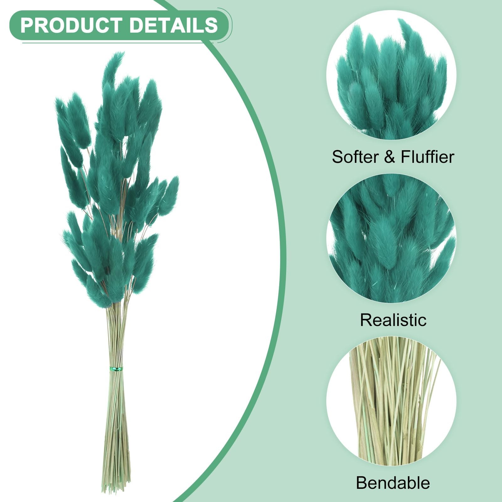 60-Pack Bunny Tails Grass 17 Inch Fluffy Rabbit Tail Grass Dried Flowers Bran…