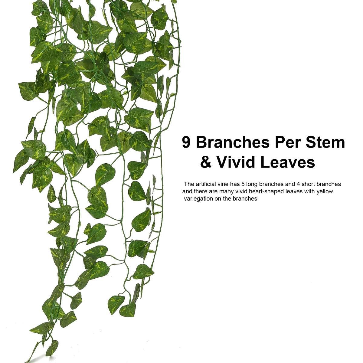 2Pcs Set Artificial Ivy Leaf Plants Fake Hanging Garland Plants Vine Home Decor