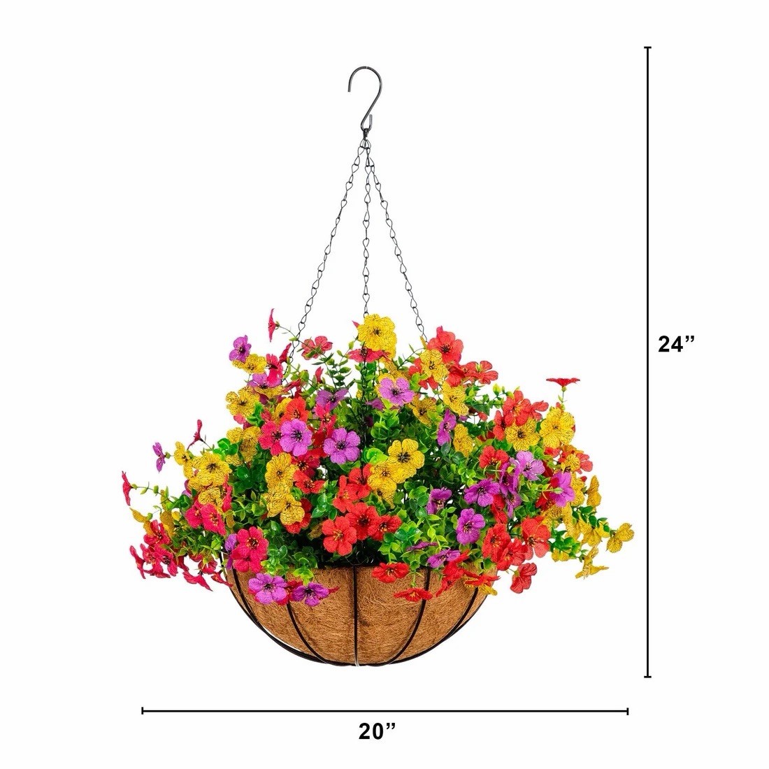 24″ UV Artificial Daisy Hanging Basket DIY Kit Indoor/Outdoor – Set of 2