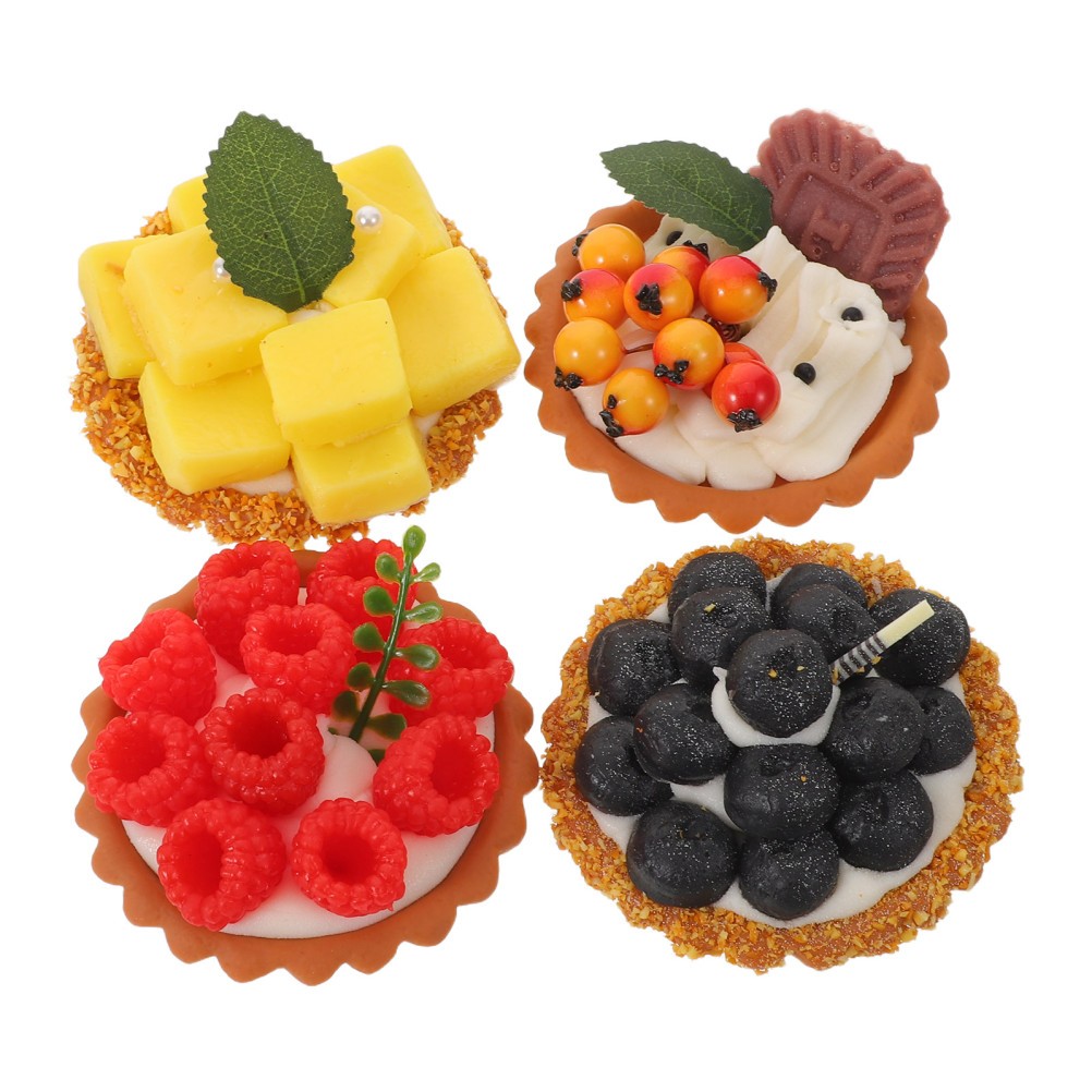 4Pcs Durable Simulated Egg Tart Food Models Assorted Color for Party Decor