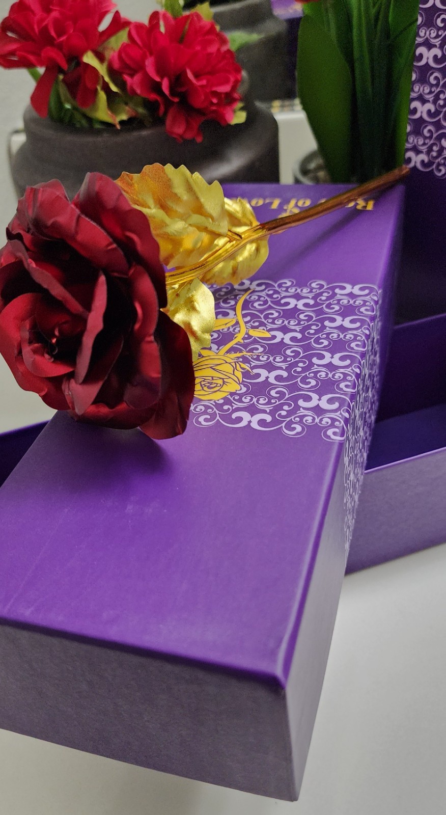 24K Forever Red Rose Gold Dipped with Gift Box for Valentine, Wife, Birthday