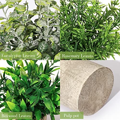 Artificial Plants 3 Pack Mini Fake Hanging with Macrame Plant Eucalyptusgreen