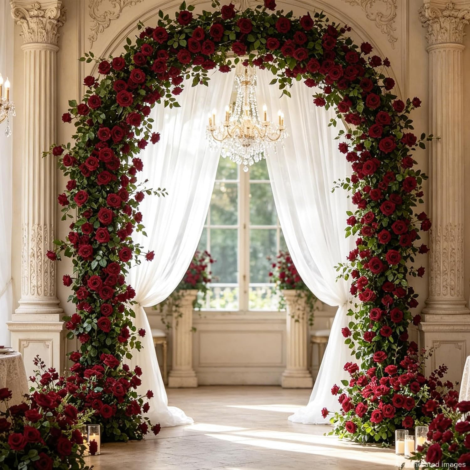 Burgundy Silk Rose Garland – 73” Floral Vines for Home & Wedding Decor