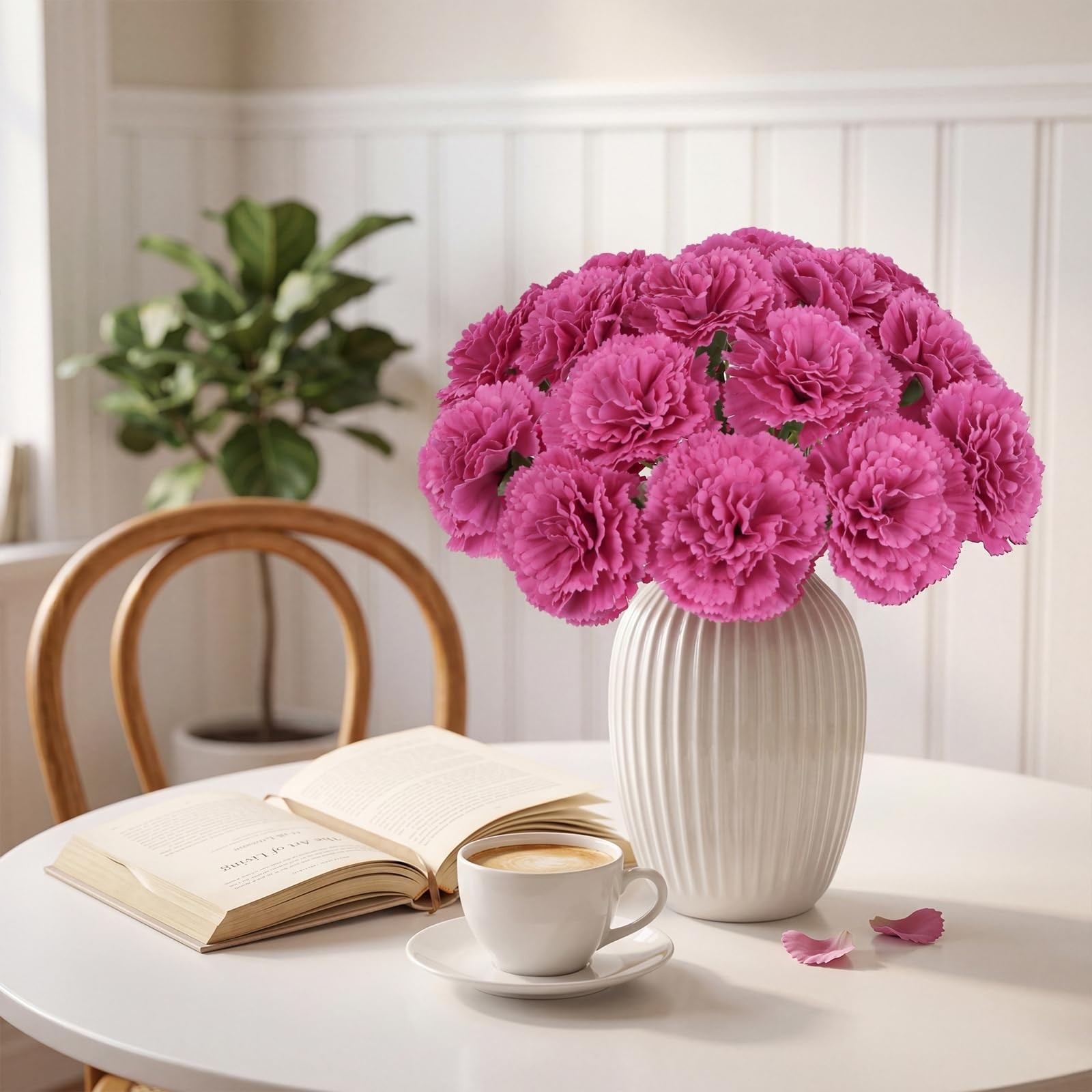 Fuchsia Carnations Artificial Flowers 15pcs Real Touch Carnation Latex Flower…