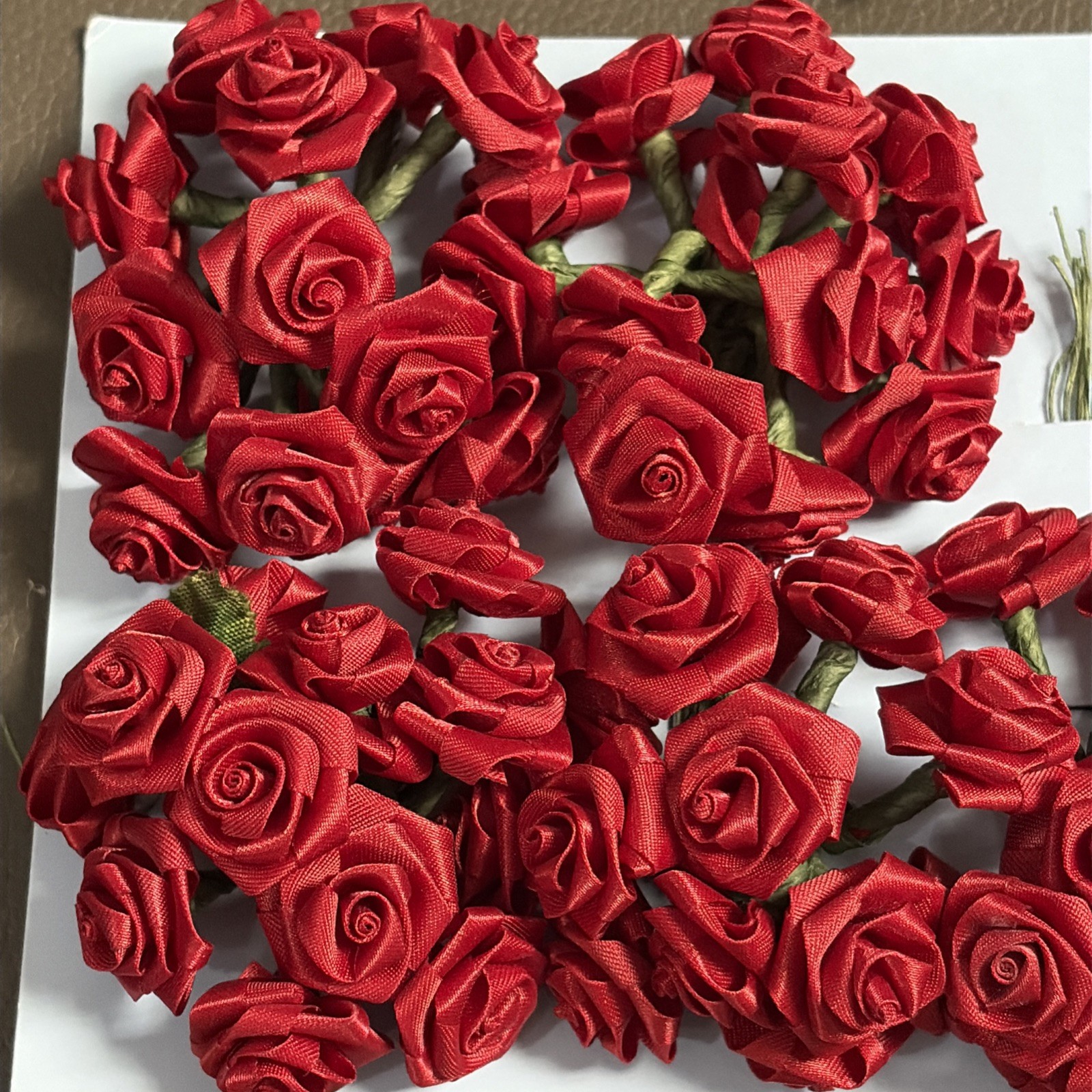vtg. Assorted Bouquet, Single Satin Roses for Crafting Decoration