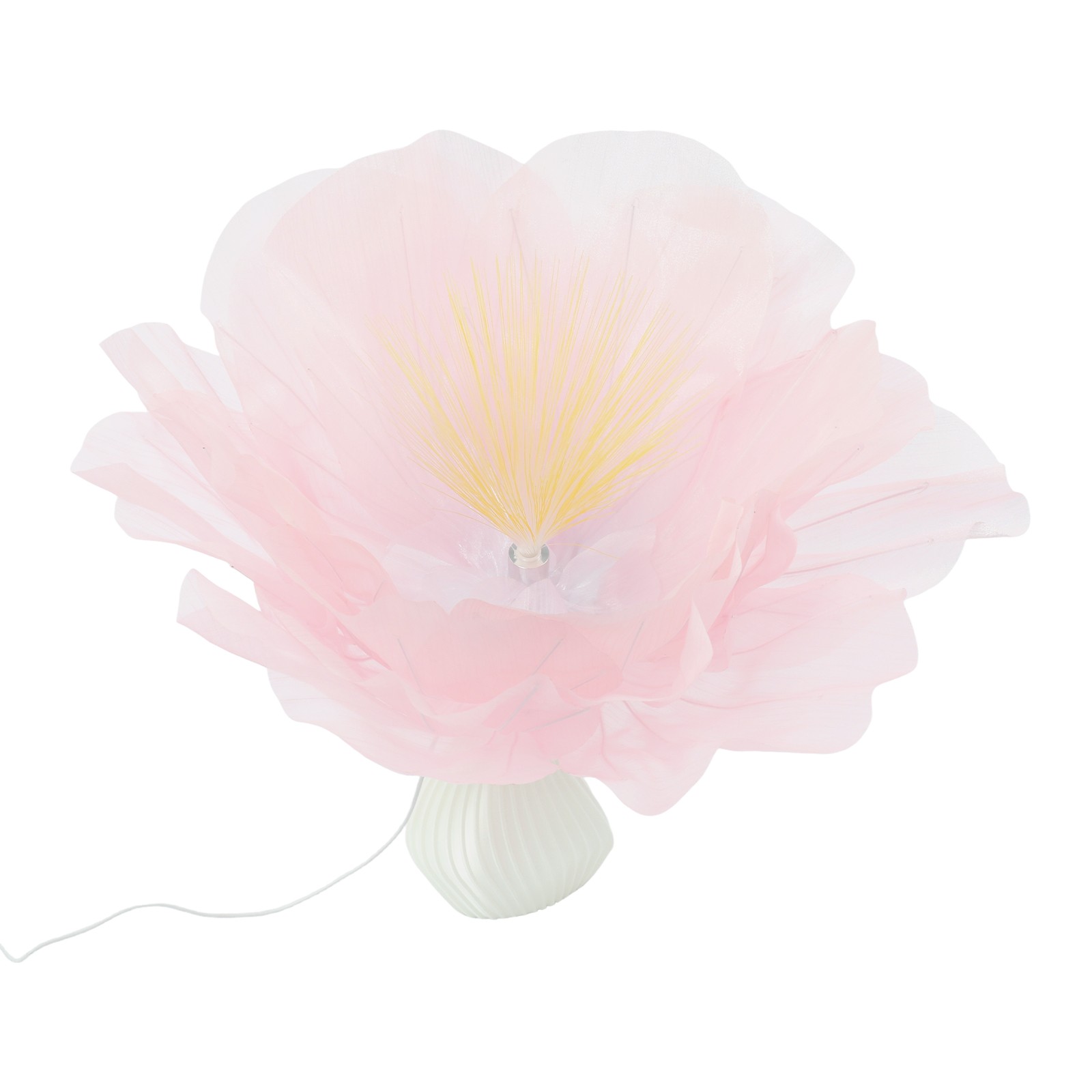 Desktop Pink Organza Artificial Flower With Vase Atmosphere Lamp Ornament