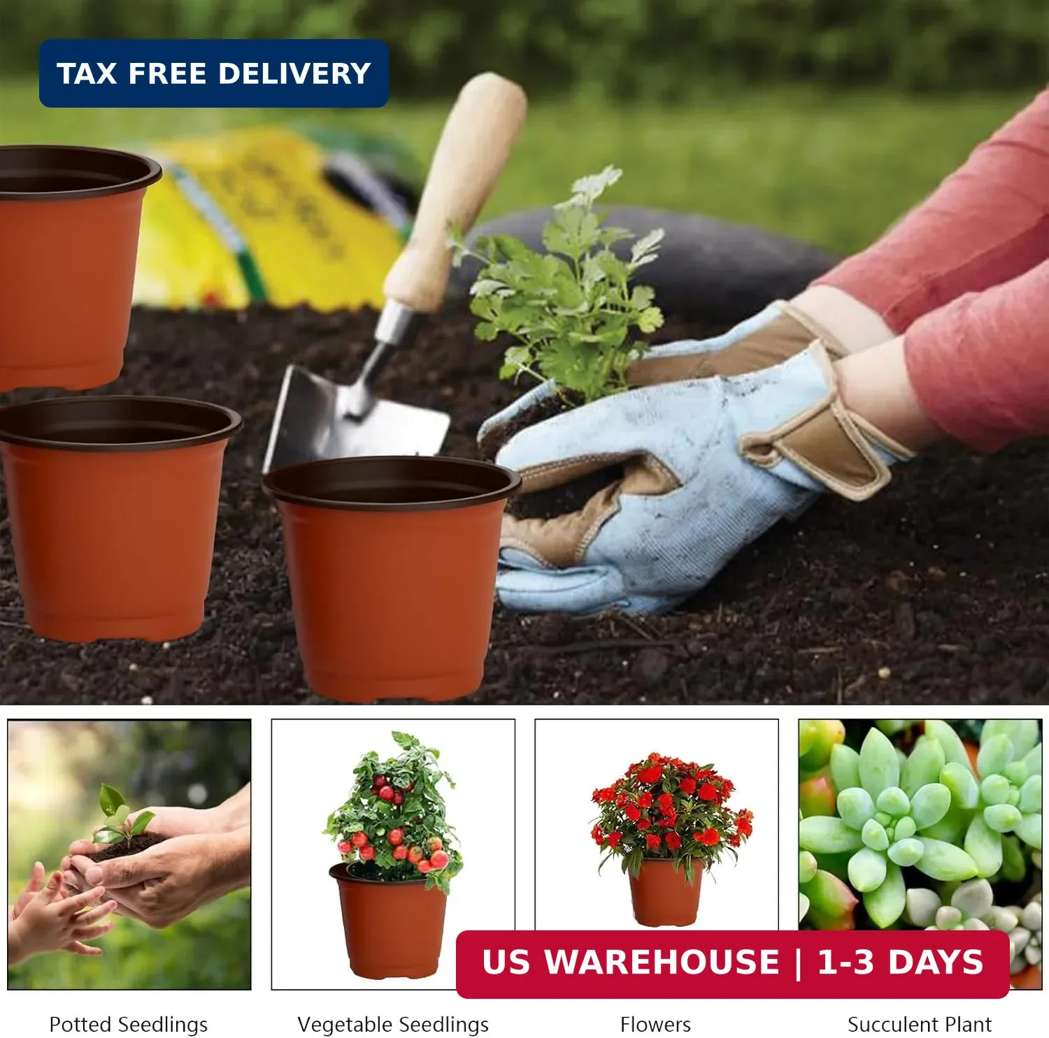 40 PCS Plant Nursery Pots 4 Inch Plant Seedling Pots with Drainage Holes Plastic