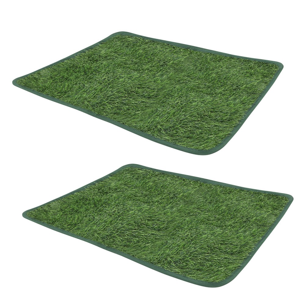 2Pcs Washable Artificial Grass Pad for Dogs Green Pet Potty Training Mat