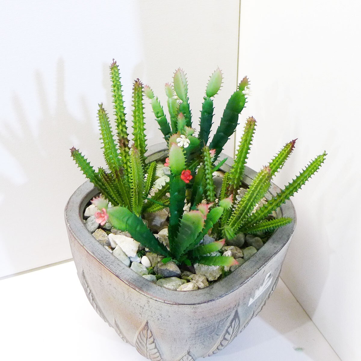 4 Pcs Artificial Plastic Grasses Flower Blooming Cactus Succulents Plants