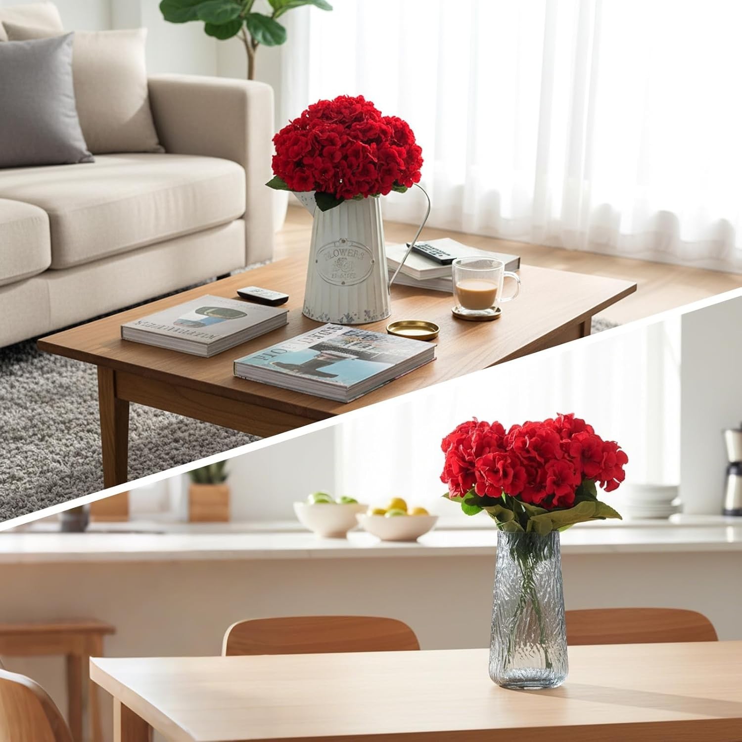 Vibrant Silk Red Geraniums – 6 Bundles for Effortless Home Decor & Gardens
