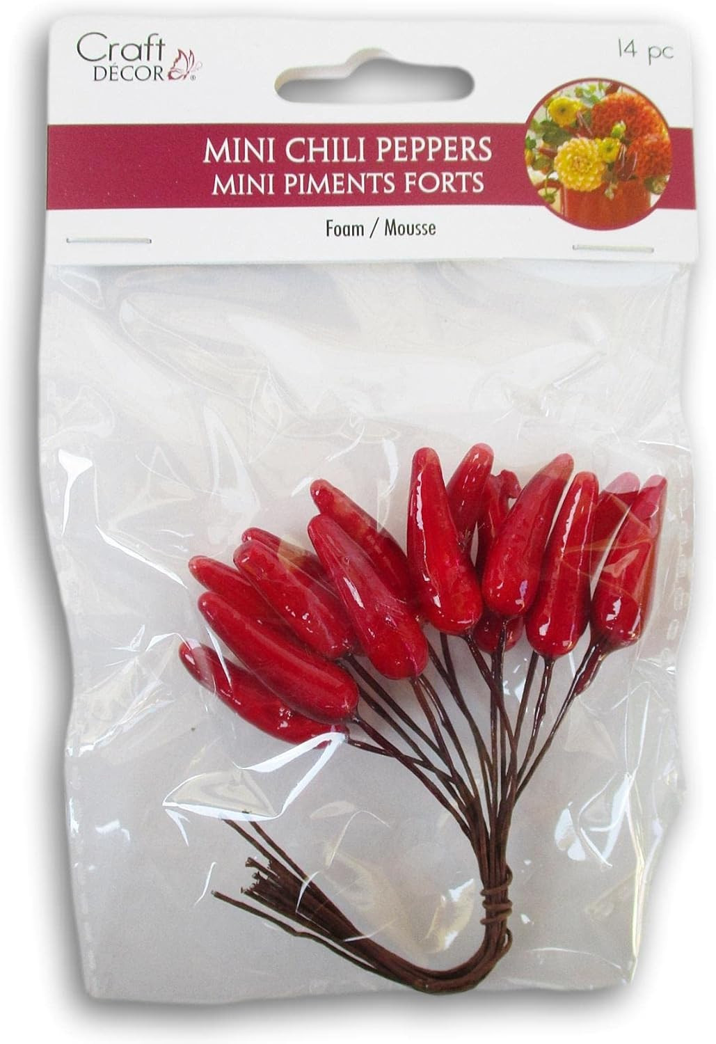Mini Chili Pepper Picks for Floral Art or Gifts – 14 Piece