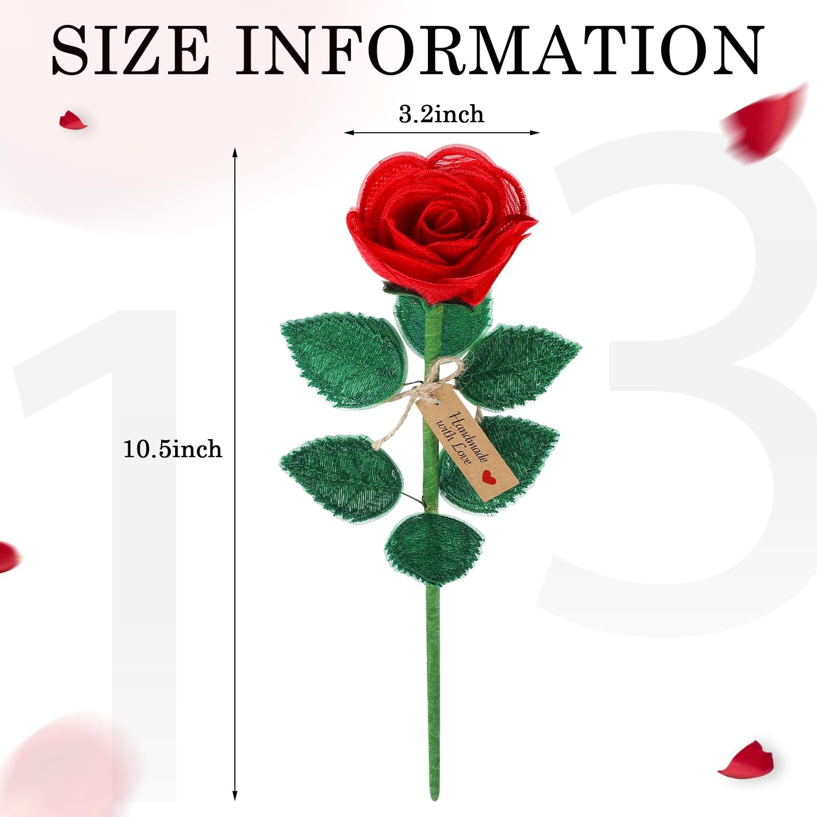 Red Handmade Lace Flower 13 Year Anniversary Flower for Her 11.81 Inches Lace…