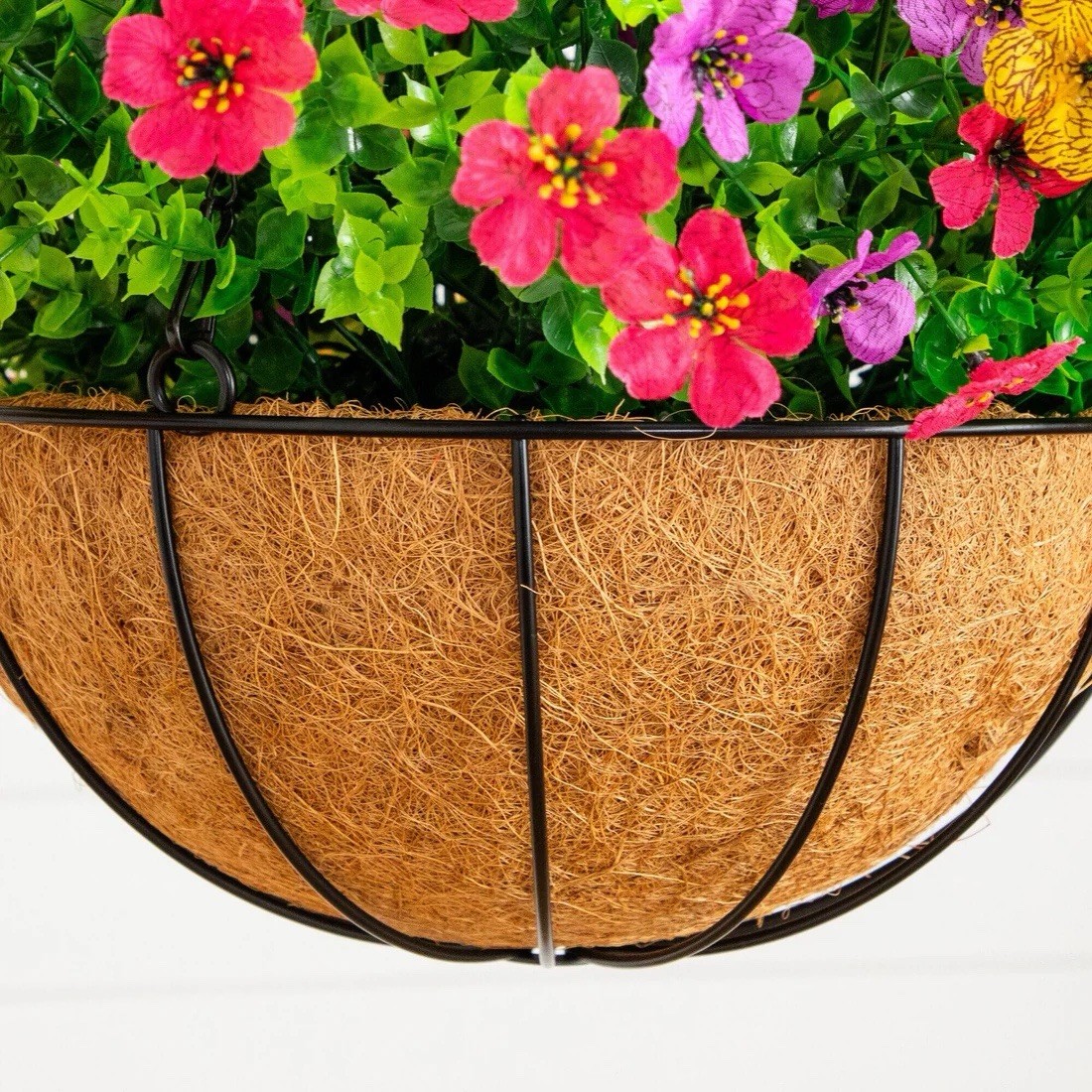 24″ UV Artificial Daisy Hanging Basket DIY Kit Indoor/Outdoor – Set of 2