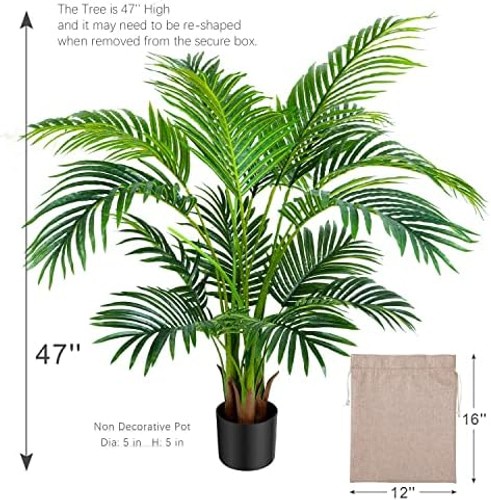 Worth Garden 4ft Artificial Areca Palm Plant 2 Packs in Pot, Fake Cane Palm S…