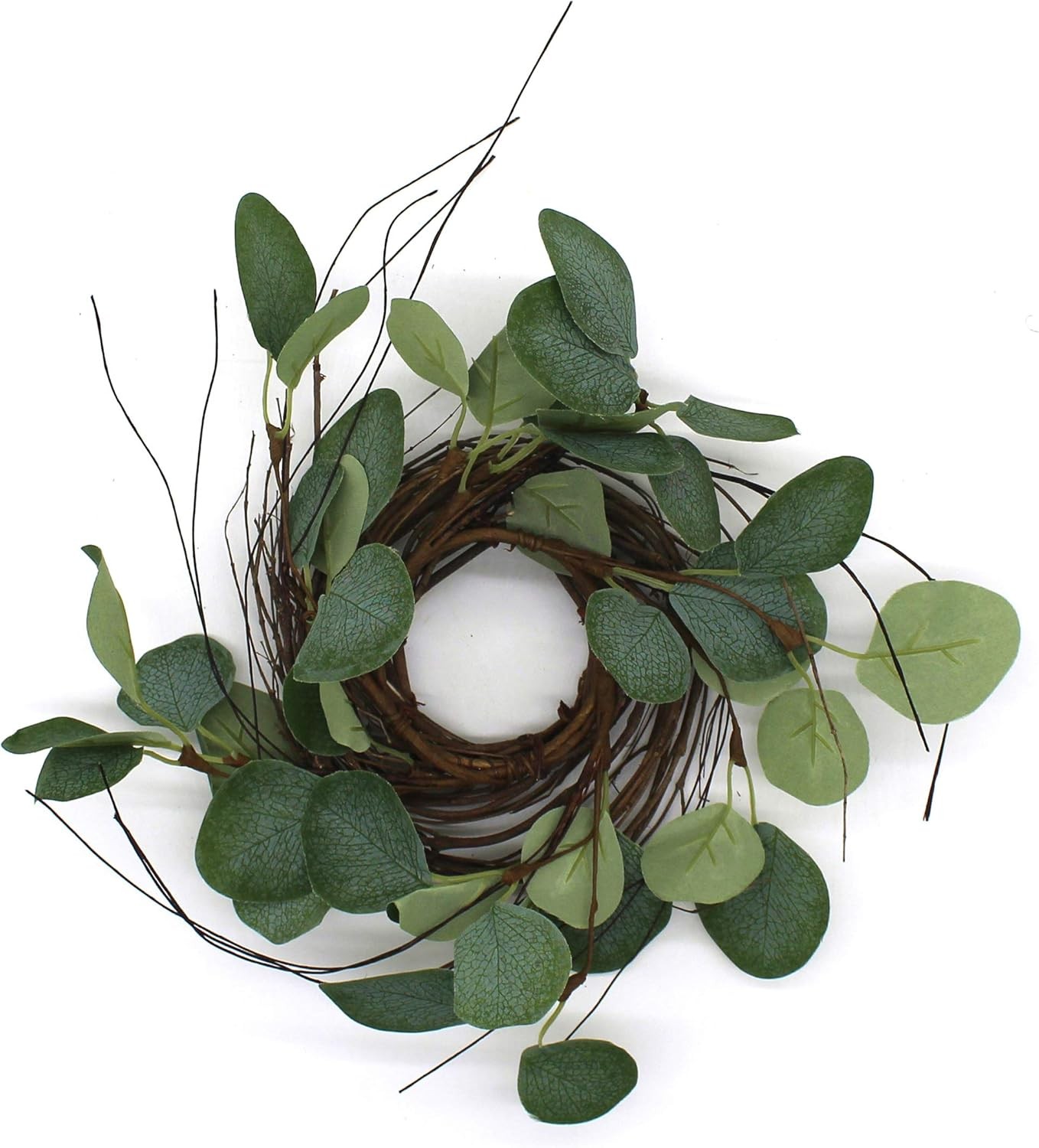 CVHOMEDECO. Rustic Country Artificial Eucalyptus Leaves & Twig Wreath Year Round
