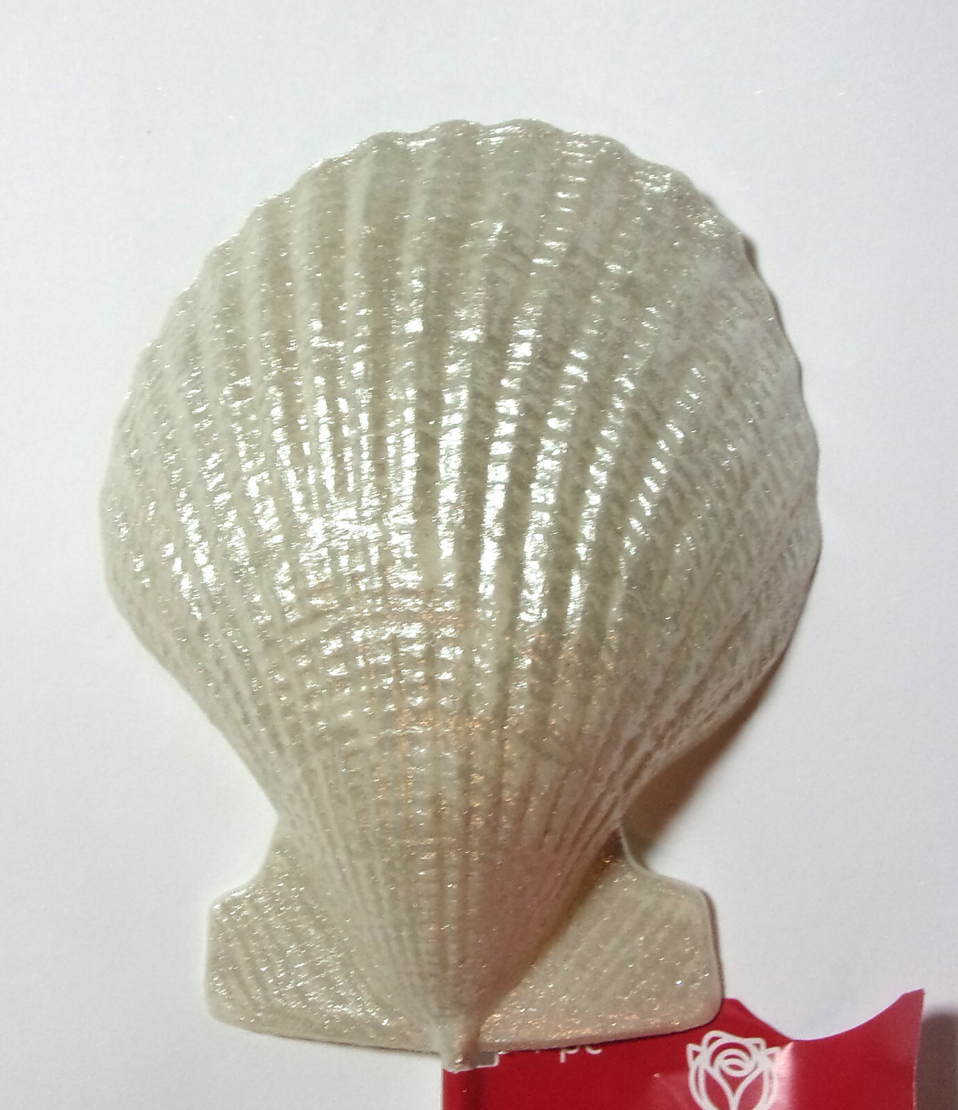11.75” tall flower pick bouquet stick pearlized off-white scallop shell ornament