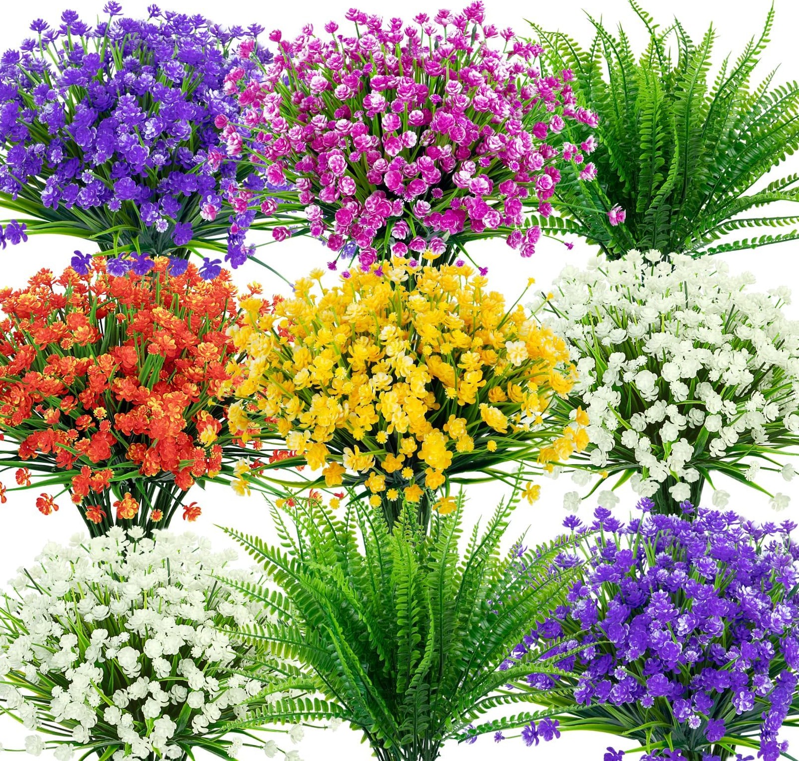24 Bundles Artificial Flowers for Outdoors UV Resistant Fake Plastic Plants F…