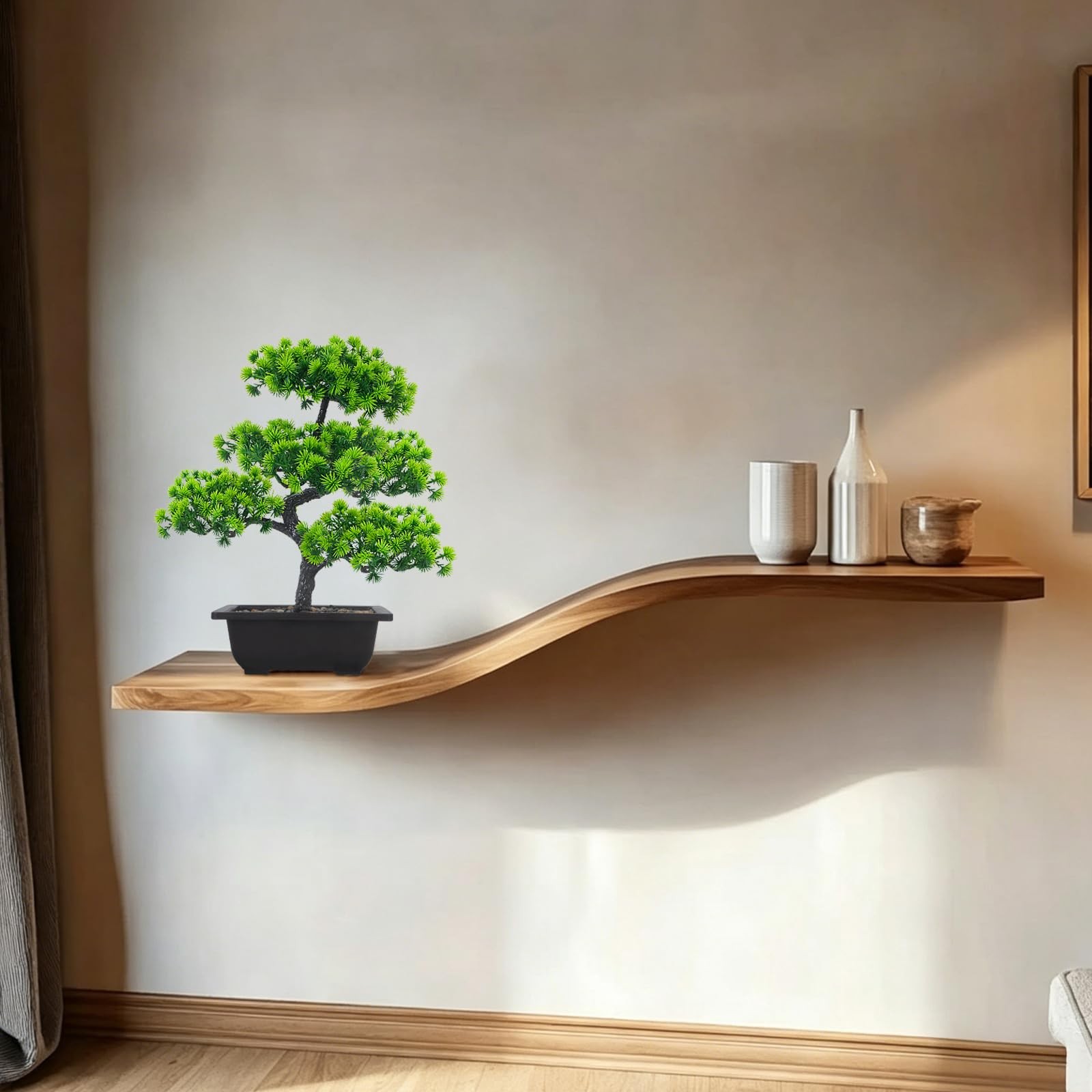 Artificial Bonsai Tree 15.8″ Faux Juniper Bonsai Tree in Pot Realistic Fake D…