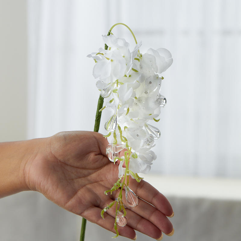 Set of 2 Poly Silk Wisteria 13-1/2″ Floral Stems with Acrylic Gem Accents