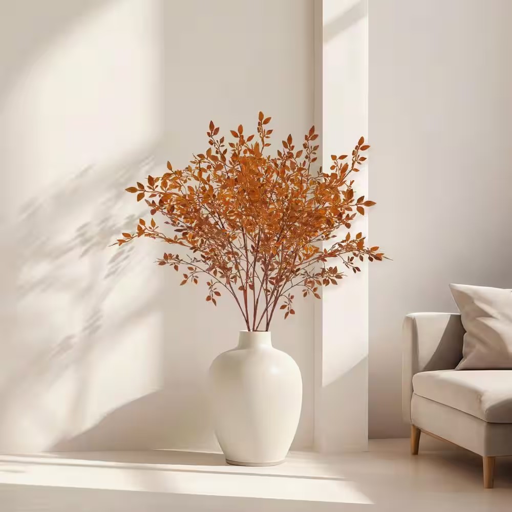 43.3 In. Autumn Artificial Foliage Nandina Branches with Lifelike Leaves for Vas