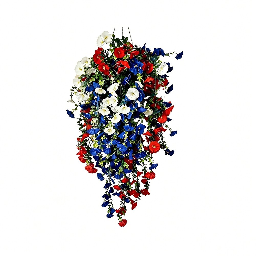 Patriotic Faux Hanging Flower Vine 70 30 20 cm for Porch Wall Garden 4th July