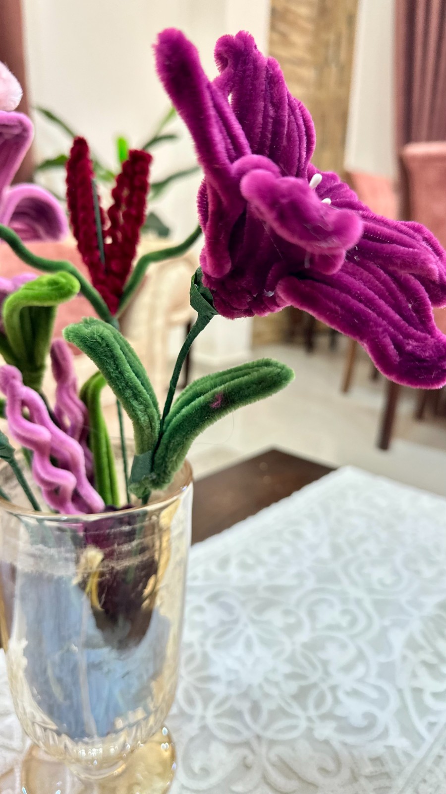 Handmade Pipe Cleaner Lily Flower Forever Gift for Her Mom Birthday Home Decor