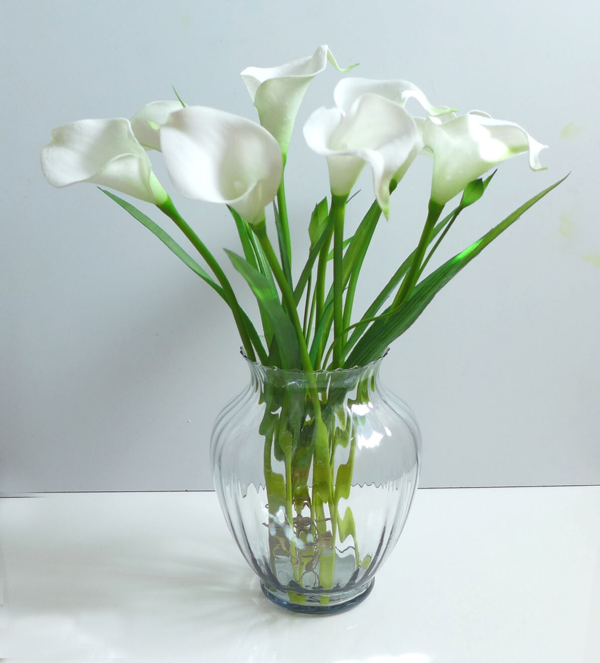10 Pcs Calla Lily Artificial PU Flower With Grass Wedding Decoration (#72)