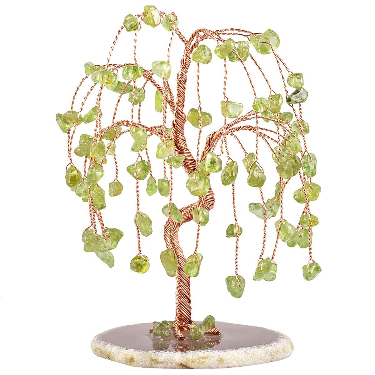 Peridot Crystal Tree Tumbled Stones, Geode Agate Slices Base Money Tree Decor…