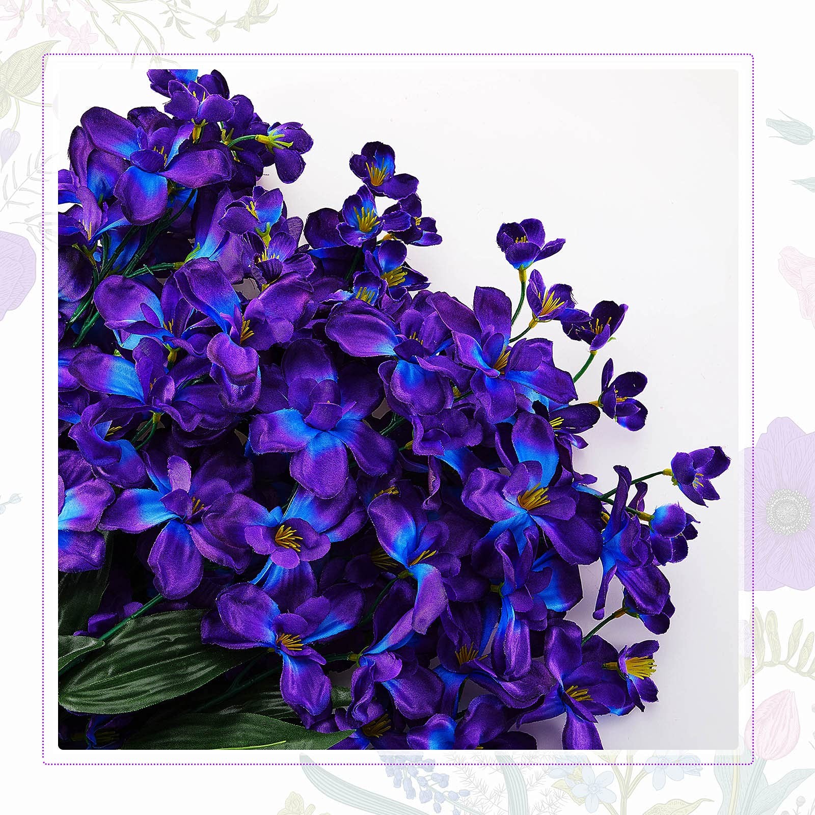 8 Pieces 27 Inches Artificial Purple Blue Orchid Faux Flowers Purple Orchids Sil