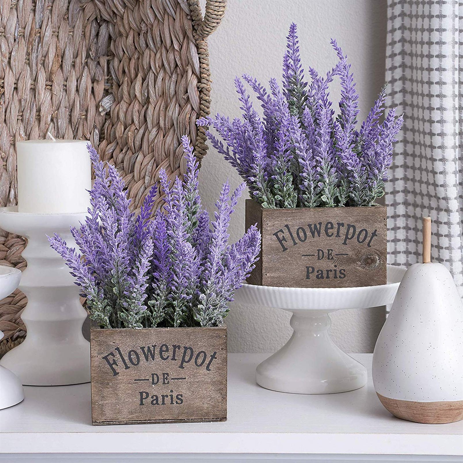 Besteek 10 Bundles Fake Flowers Artificial Lavender Faux Plastic Plants Purpl…