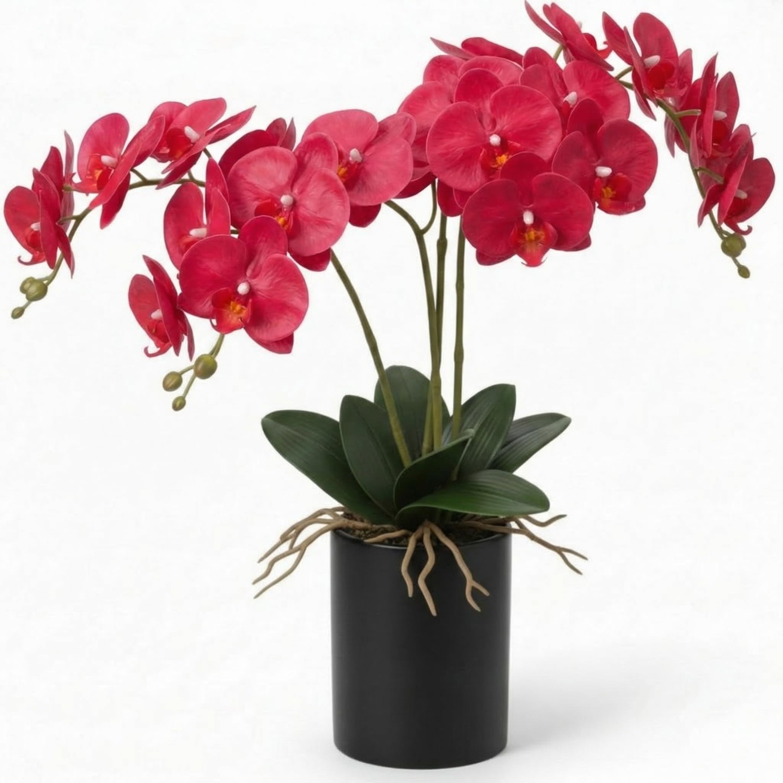 32 Inch Artificial Orchid with 4 Bundles Leaves – Silk Phalaenopsis, Faux Orc…