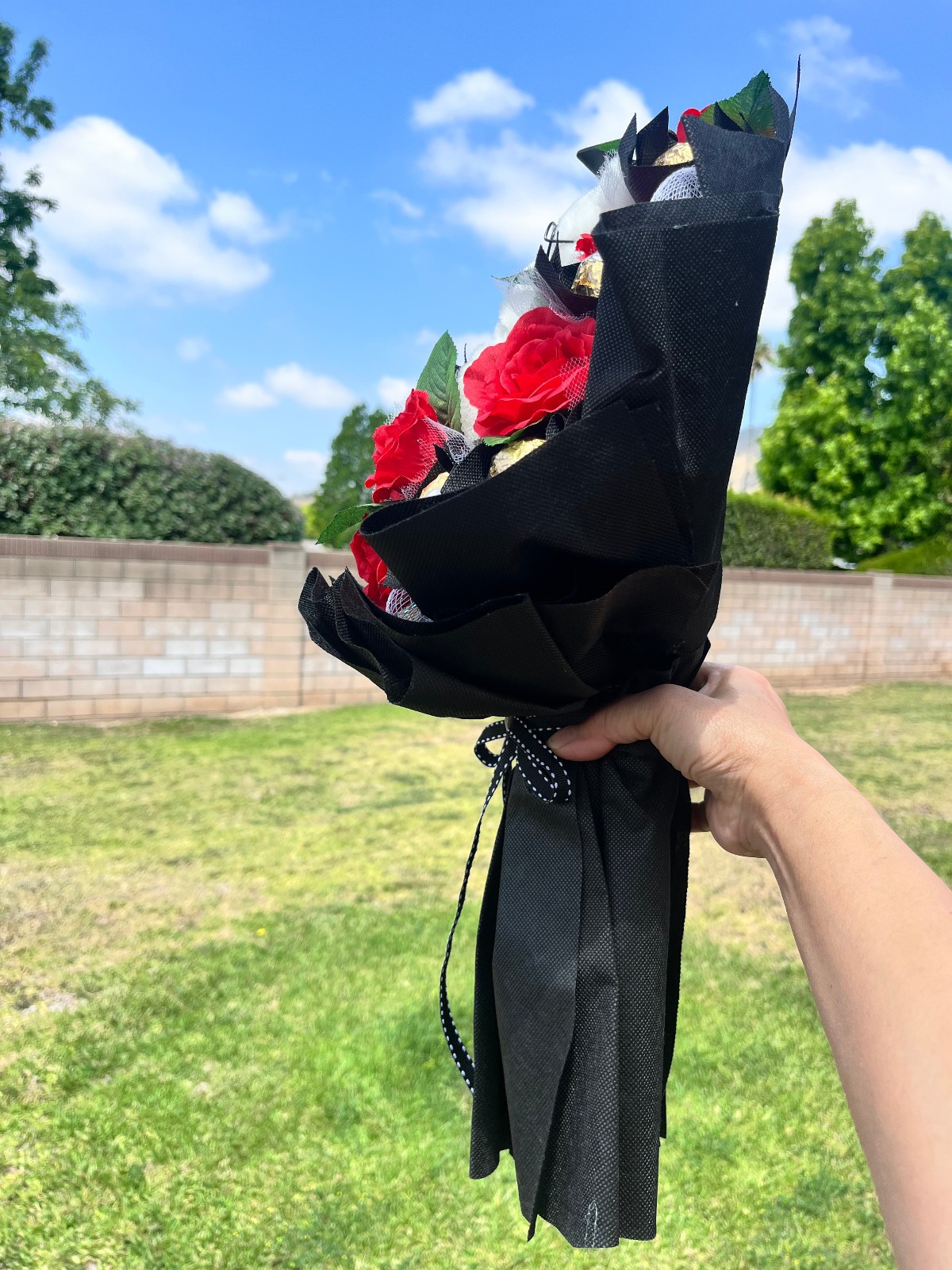 Graduation Bouquet with Teddy Bear, Ferrero Rocher & Red Roses