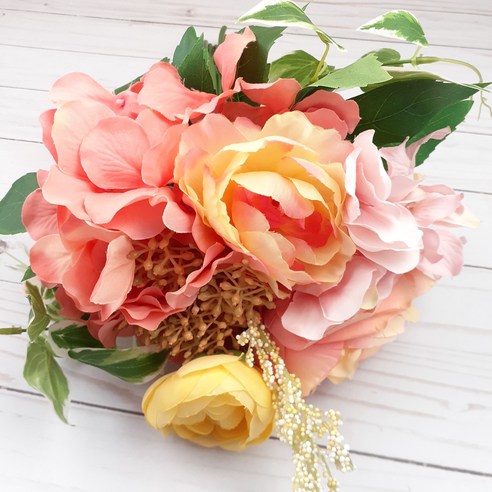 Flower Bouquet Spring Floral Decor Wedding Romantic Orange Yellow F13