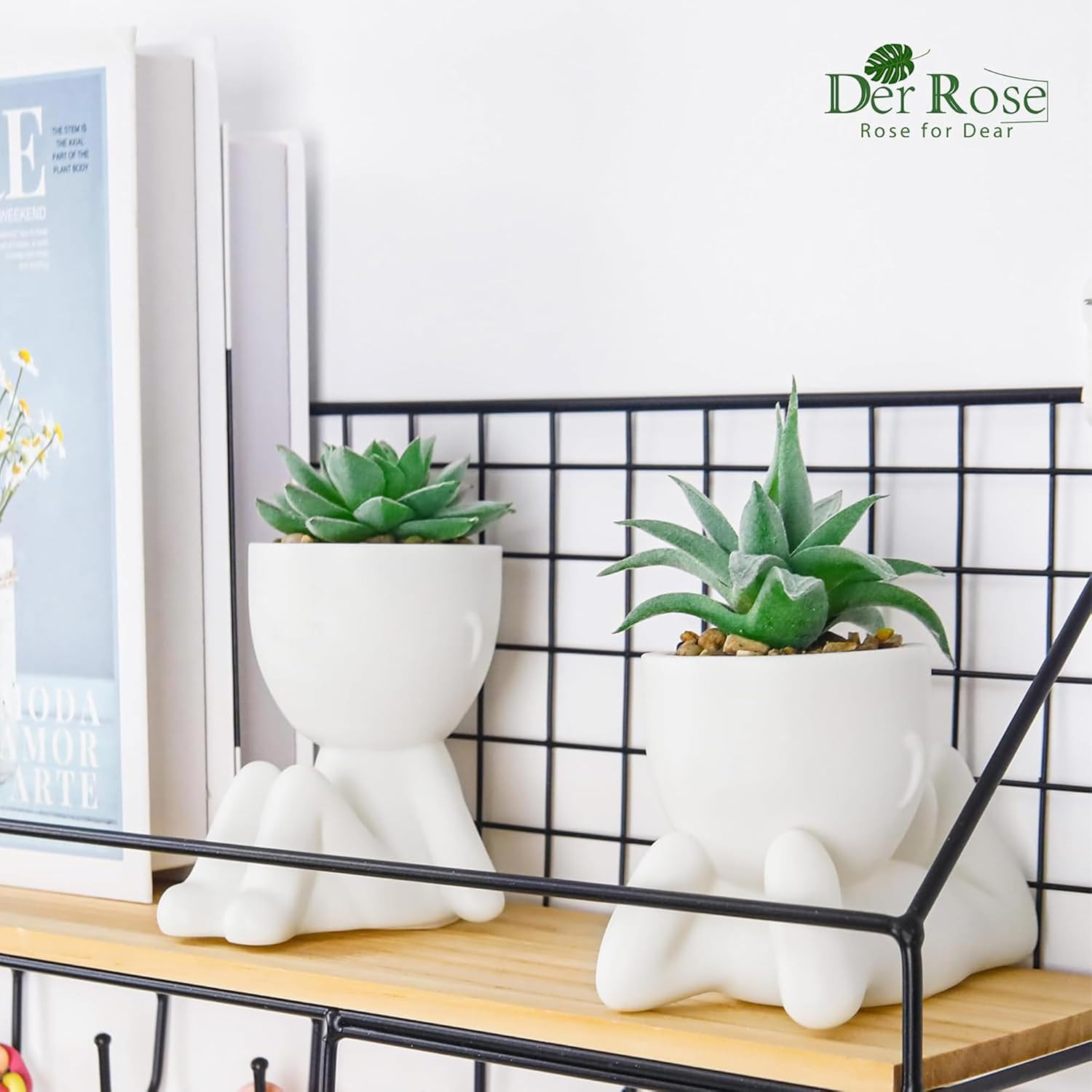 2 Pack Artificial Succulent Plants Fake Greenery Home Office Bathroom Decor