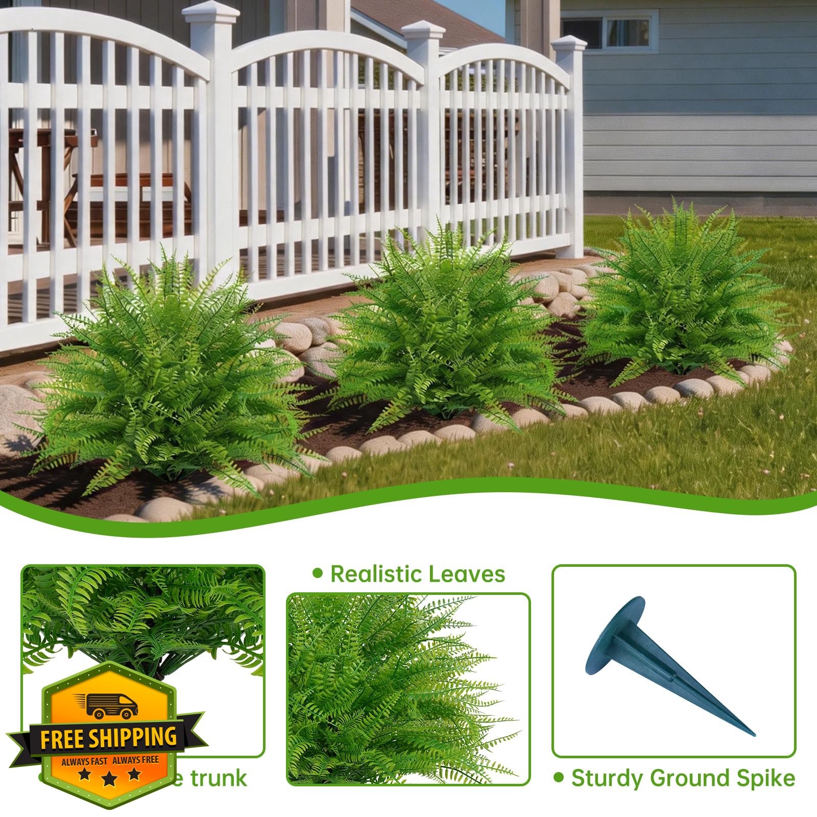 EverNature Artificial Topiary Trees Fern 2Pcs
