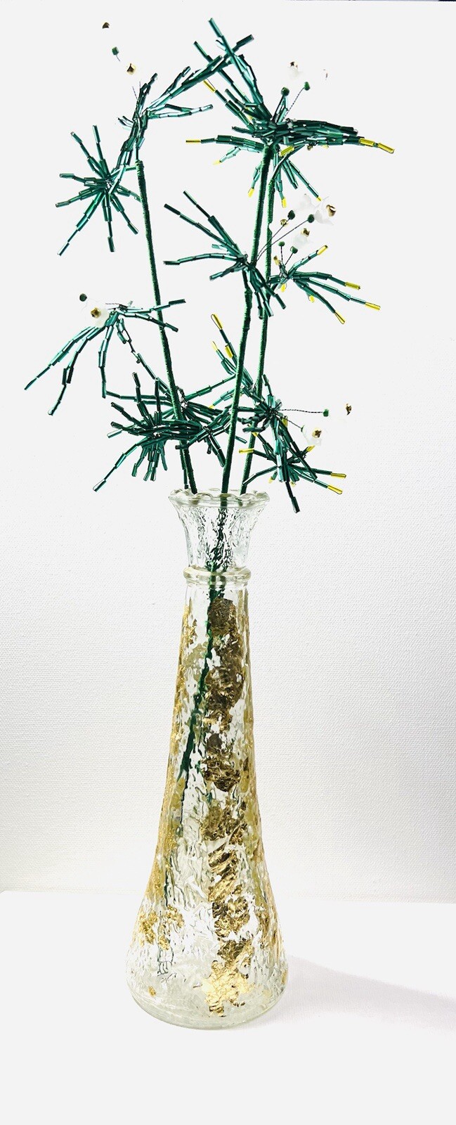 Glass Bugle Beads Exotic Grass Bouquet 16” Home Office Decor