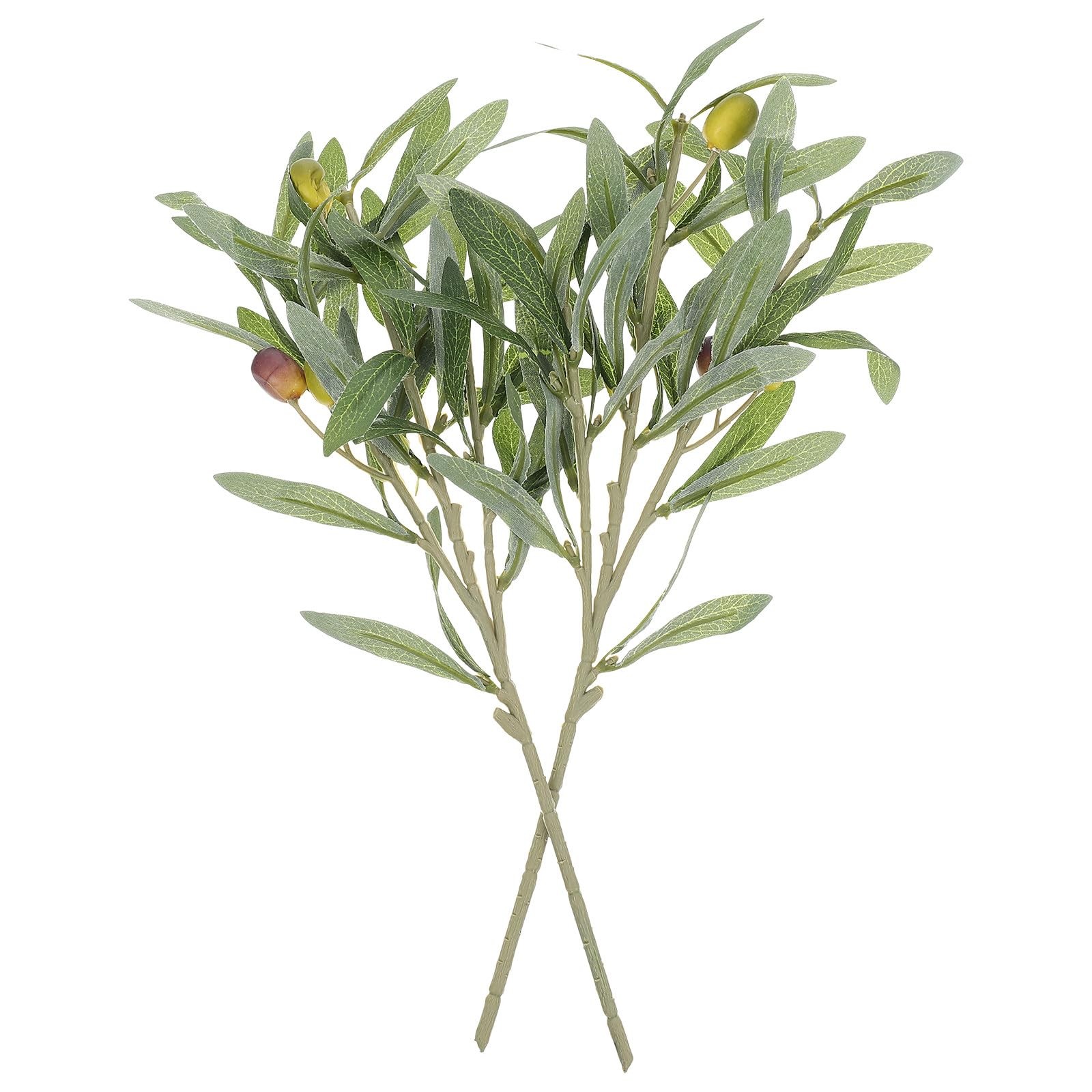 2Pcs Artificial Olive Branch Decoration 12.79In Faux Green Leaves Stems for I…