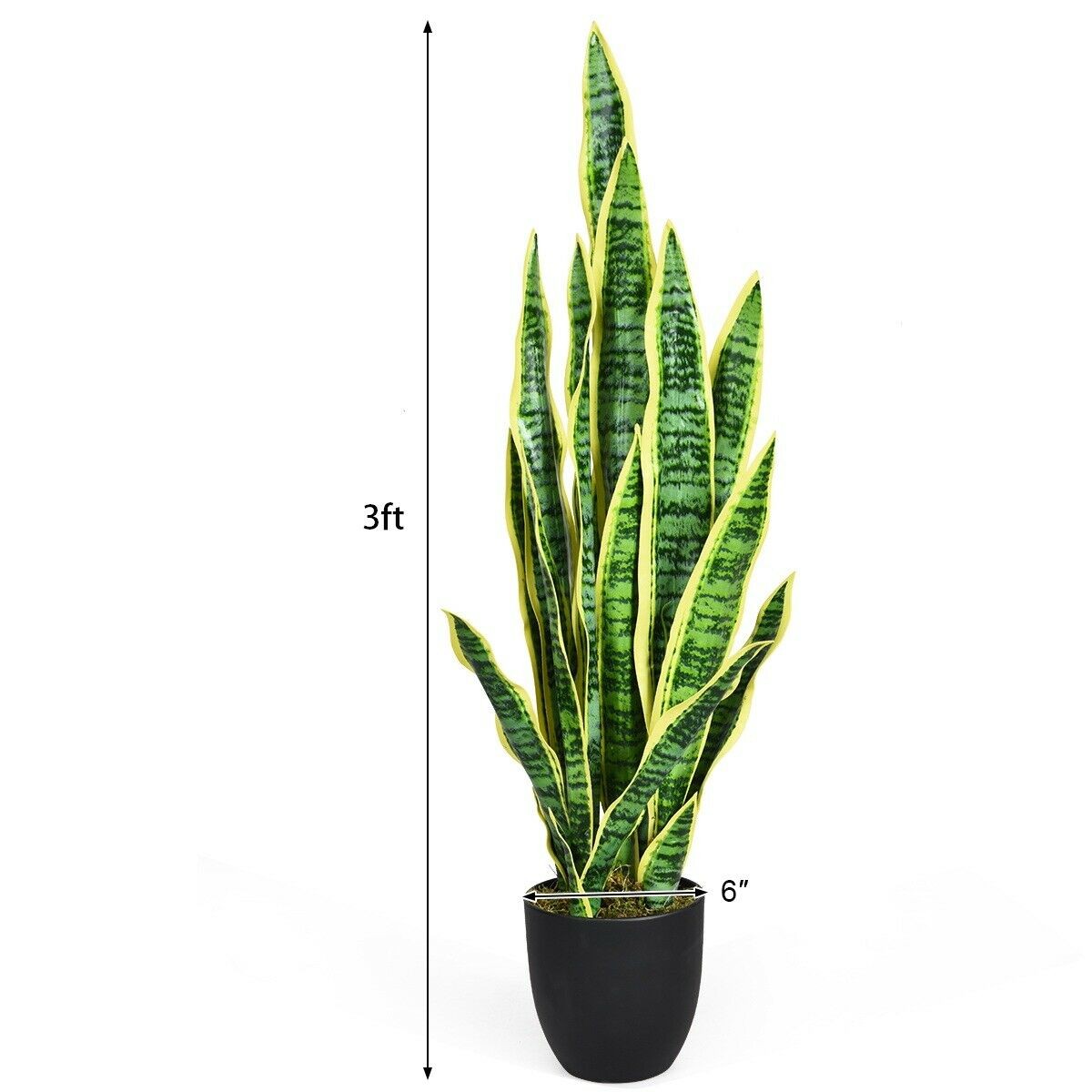 Artificial Snake Plant 35.5″ Fake Sansevieria Indoor-Outdoor Decoration Yellow